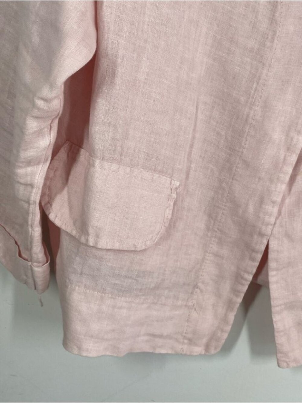 Linen O Light Pink Jacket Blazer Boho Minimalist Lightweight Lagenlook Chic - Picture 5 of 11